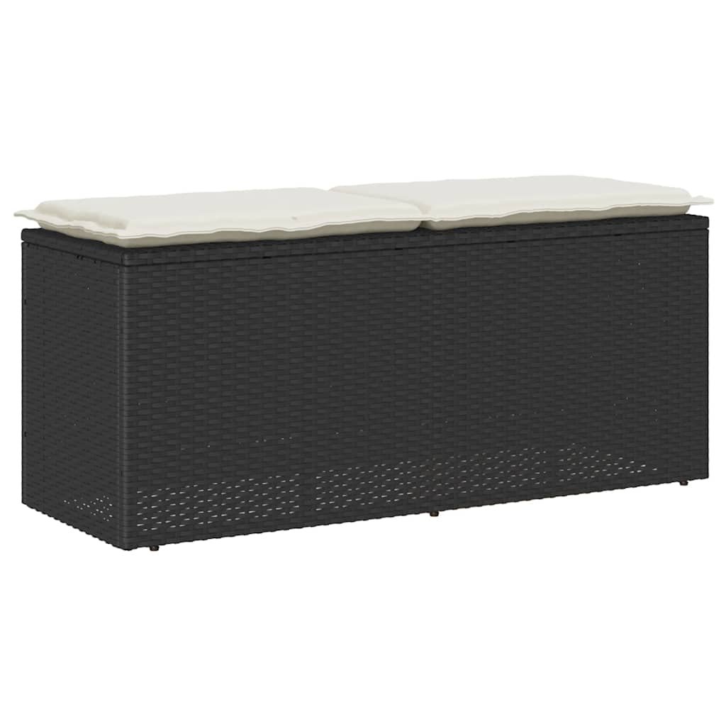 vidaXL Ławka ogrodowa z poduszką Czarna 110x40x44 cm Polirattan