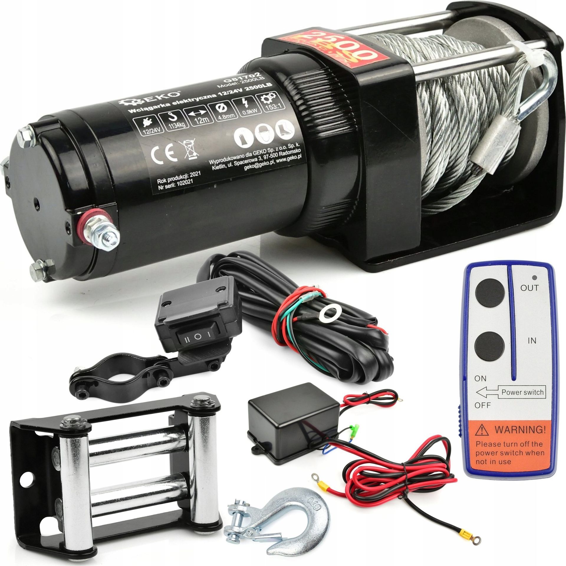 Geko Wyciągarka elektryczna 12V 2500LB 2