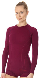 Brubeck Koszulka termoaktywna damska ACTIVE WOOL LS12810 Śliwkowa