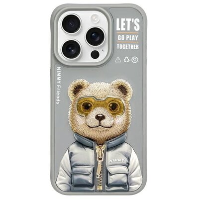 Etui NIMMY Cool&Cute 2.0 Bear do Apple iPhone 15 Pro Max Szary