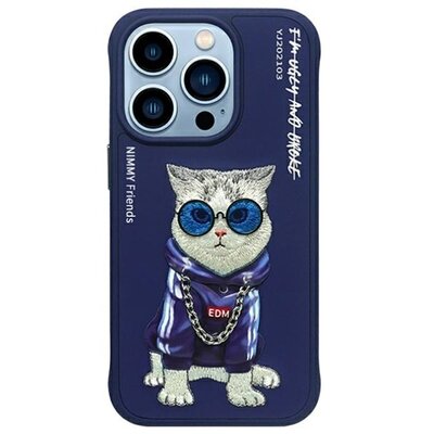 Etui NIMMY Glasses Cool Cat do Apple iPhone 15 Pro Niebieski