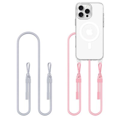 Etui TECH-PROTECT Flexair Chain MagSafe do Apple iPhone 16 Pro Max Przezroczysto-szaro-różowy