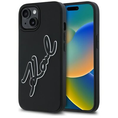 Etui KARL LAGERFELD 3D Rubber Signature do Apple iPhone 15 Czarny