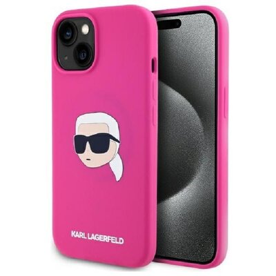 Etui KARL LAGERFELD Silicione Karl Head Print MagSafe do Apple iPhone 15 Fuksja
