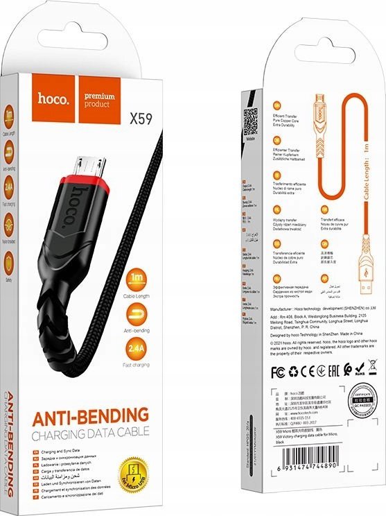 HOCO kabel USB A do Micro USB 2,4A X59 3 m czarny