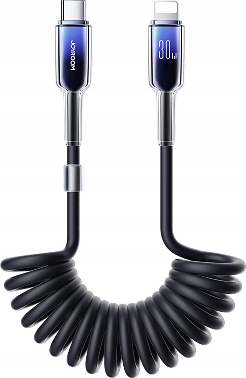 Kabel spiralny Joyroom S-A43 Crystal-Clear Series 30W USB-C / Lightning 1.5m czarny