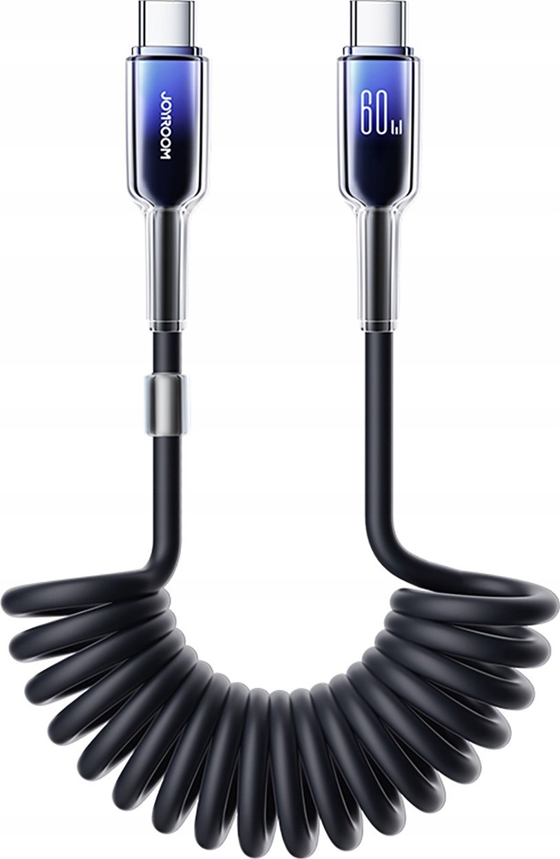 Kabel spiralny Joyroom S-A43 Crystal-Clear Series 60W USB-C / USB-C 1.5m czarny