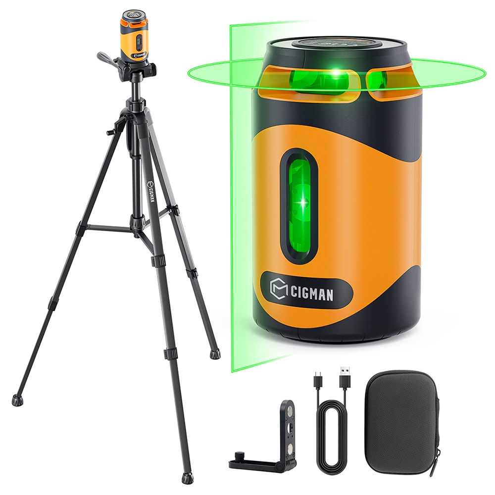 CIGMAN CM-505 360° Laser Level with Tripod Self Leveling 2000mAh Rechargeable Battery 9H Running Time Powerful Magnetic B