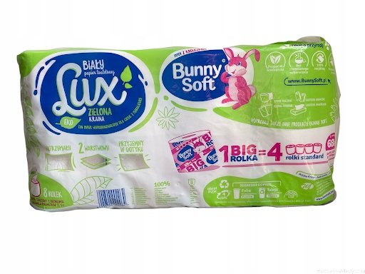 BUNNY SOFT LUX Papier toaletowy makulatura 2W 8szt