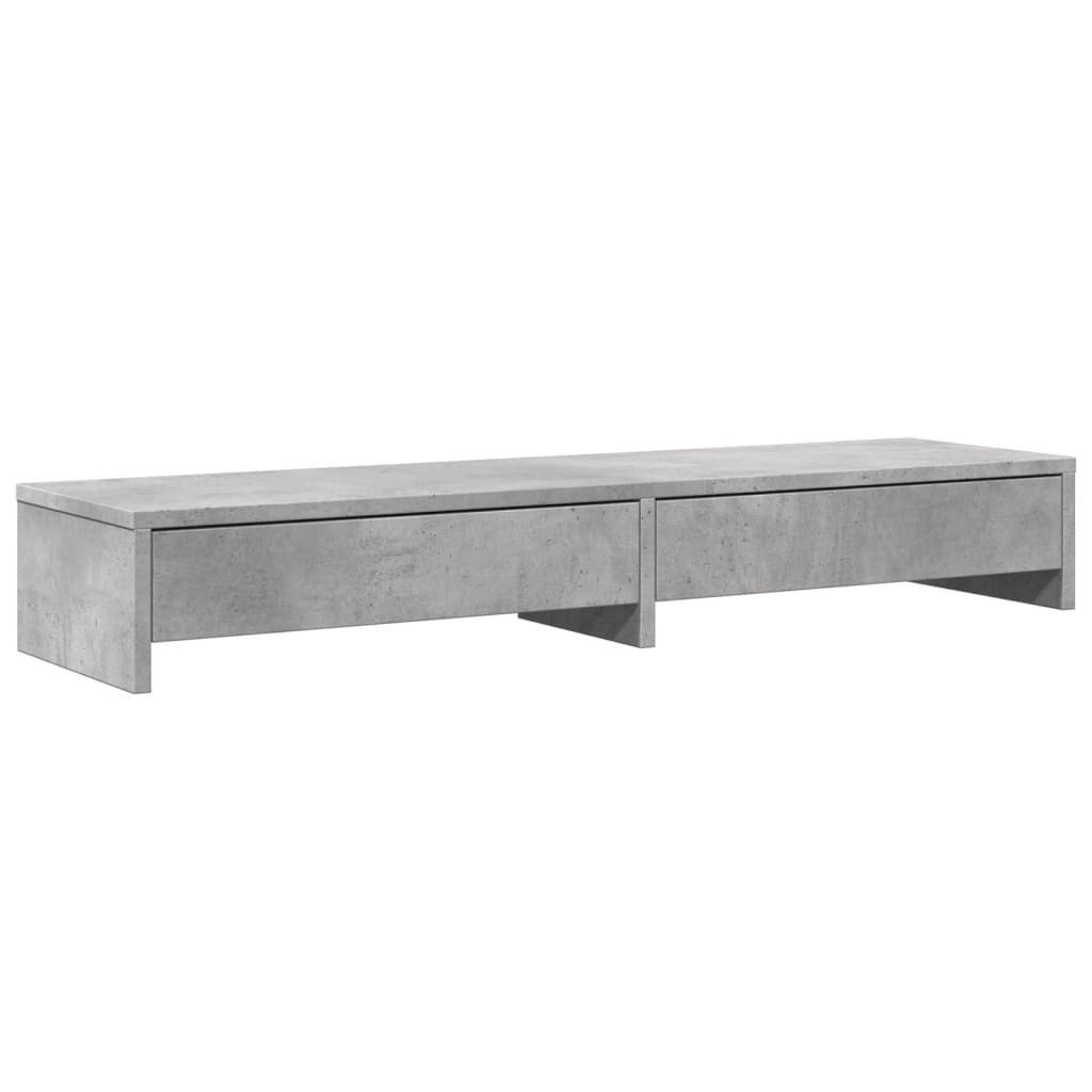 Podstawka Pod Monitor Z Szufladami, Szarość Betonu, 100X27X15Cm