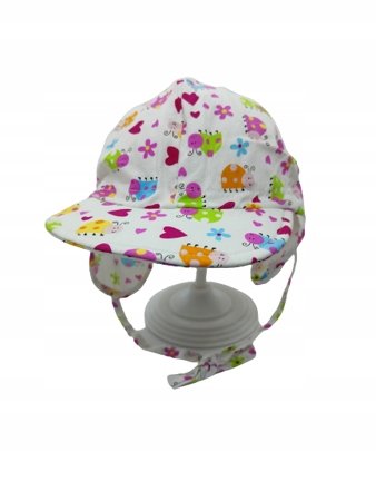 Czapka dziecięca wiosenna Doll z troczkami i daszkiem UV 43