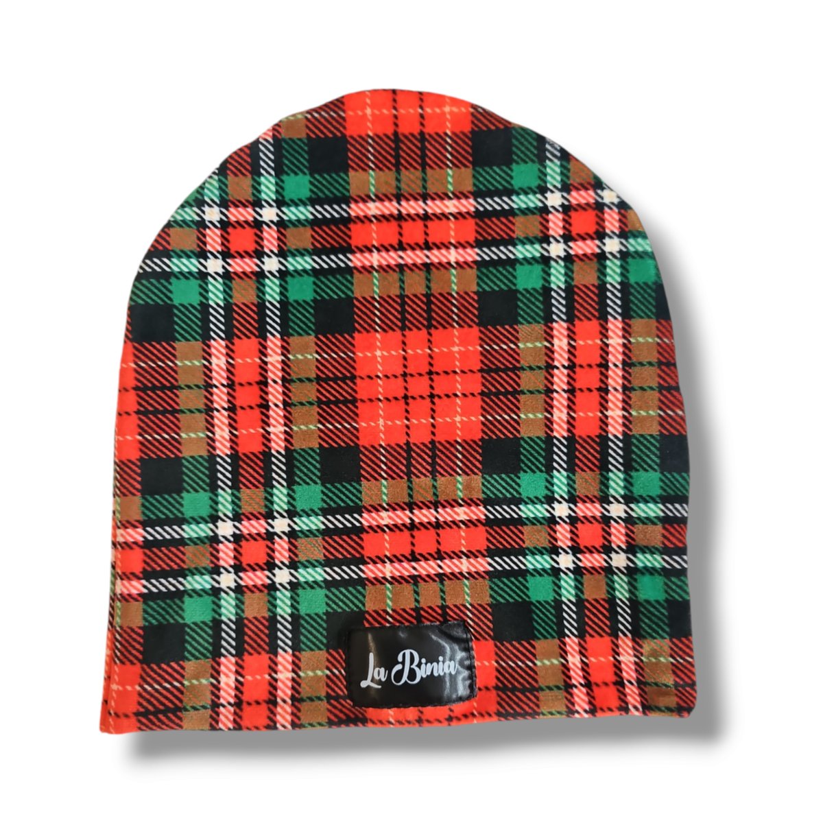Czapka welurowa KRATA CZERWONA