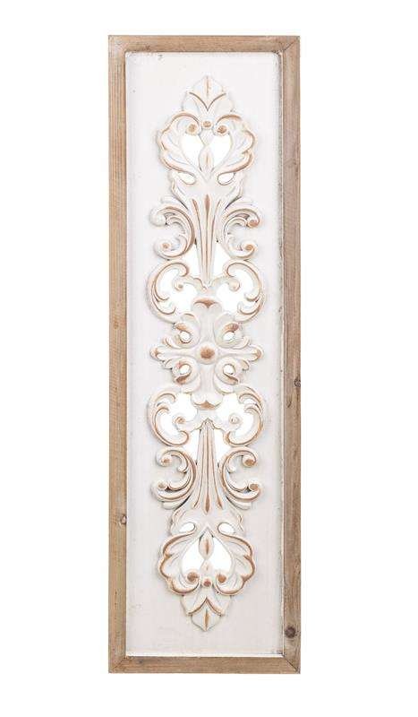 Dekoracja Ścienna Drewniana Biała 92X27X2,5 Cm