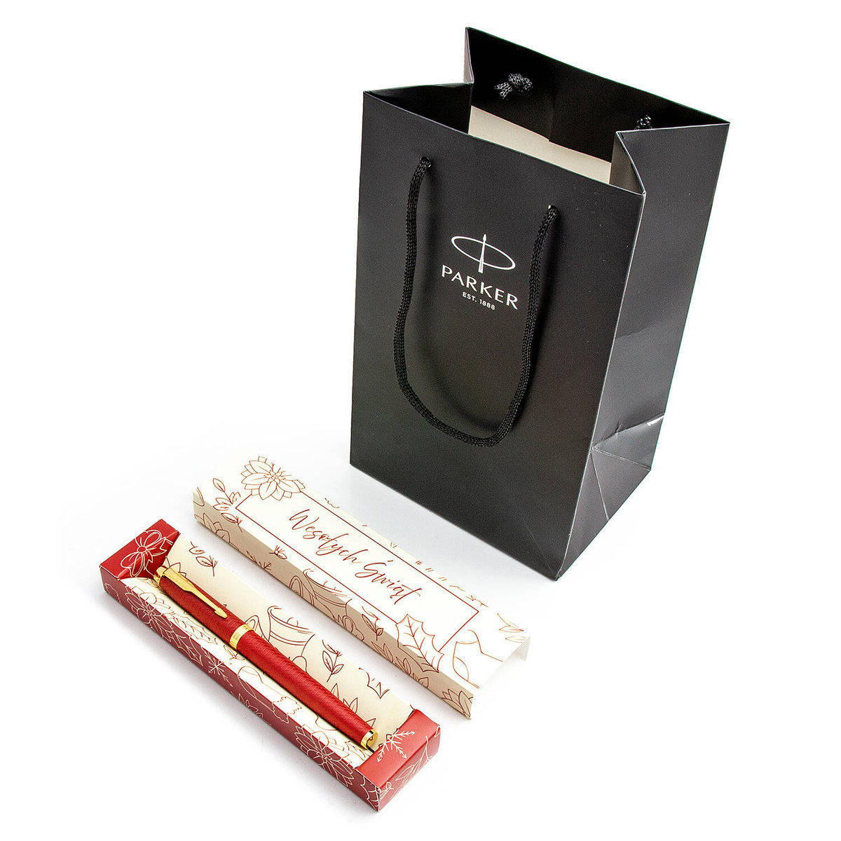 Zestaw Pióro kulkowe Parker Premium Red GT w pudełku z torebką prezentową