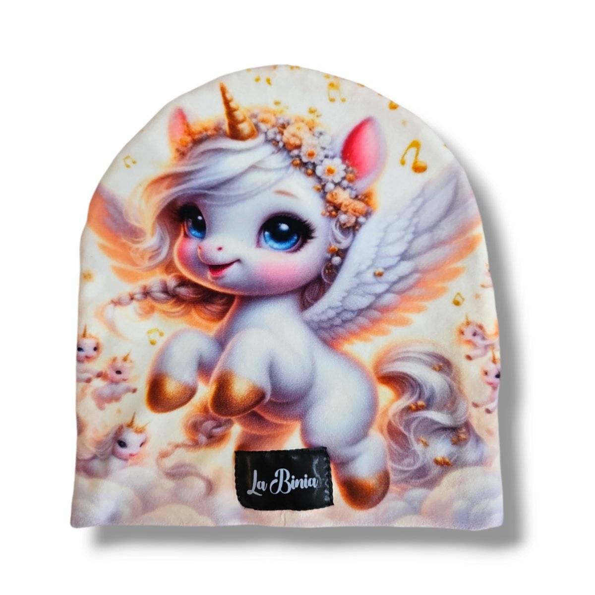 Czapka welurowa dziecięca BIAŁY JEDNOROŻEC