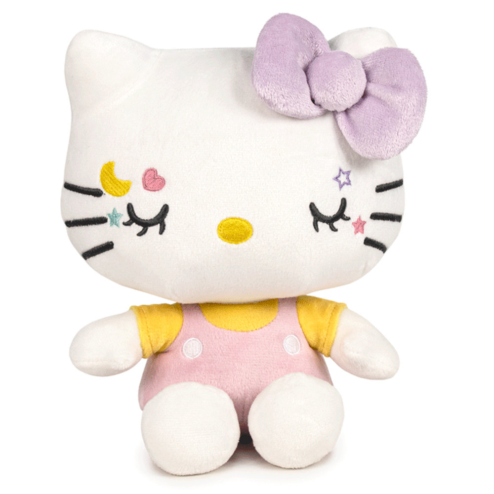 Hello Kitty Oryginalna Maskotka 17 Cm Jasno Różowe Ogrodniczki Miękka Przytulanka