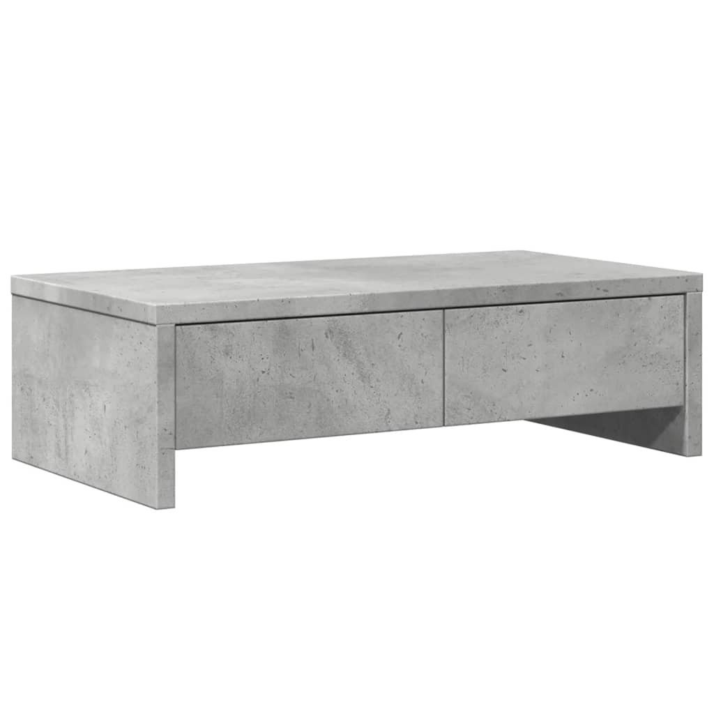 Podstawka Pod Monitor Z Szufladami, Szarość Betonu, 50X27X15 Cm