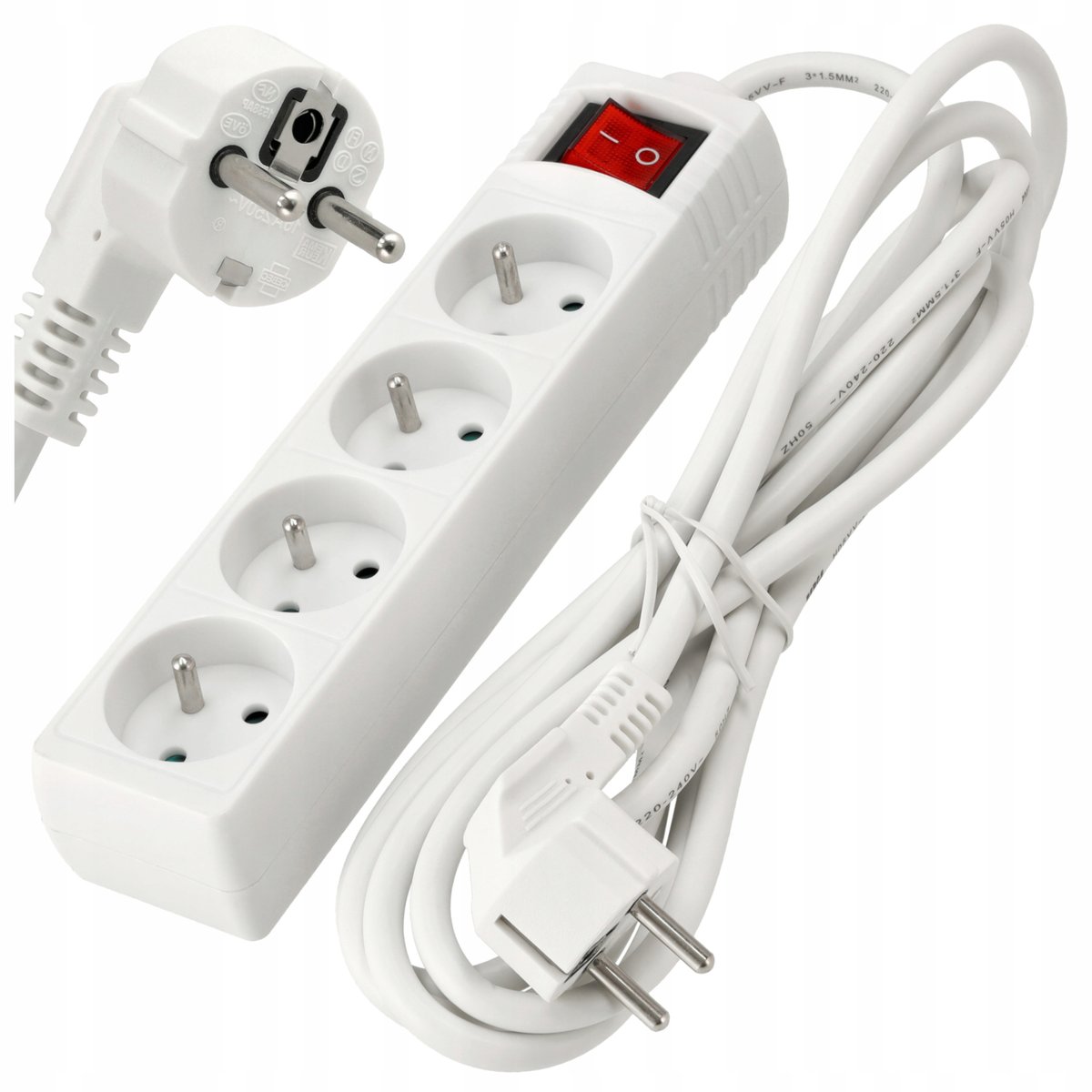 Przedłużacz Listwa Zasilająca 4 Gniazda 3m 3680W 3*1,5mm2 Z Wyłącznikiem
