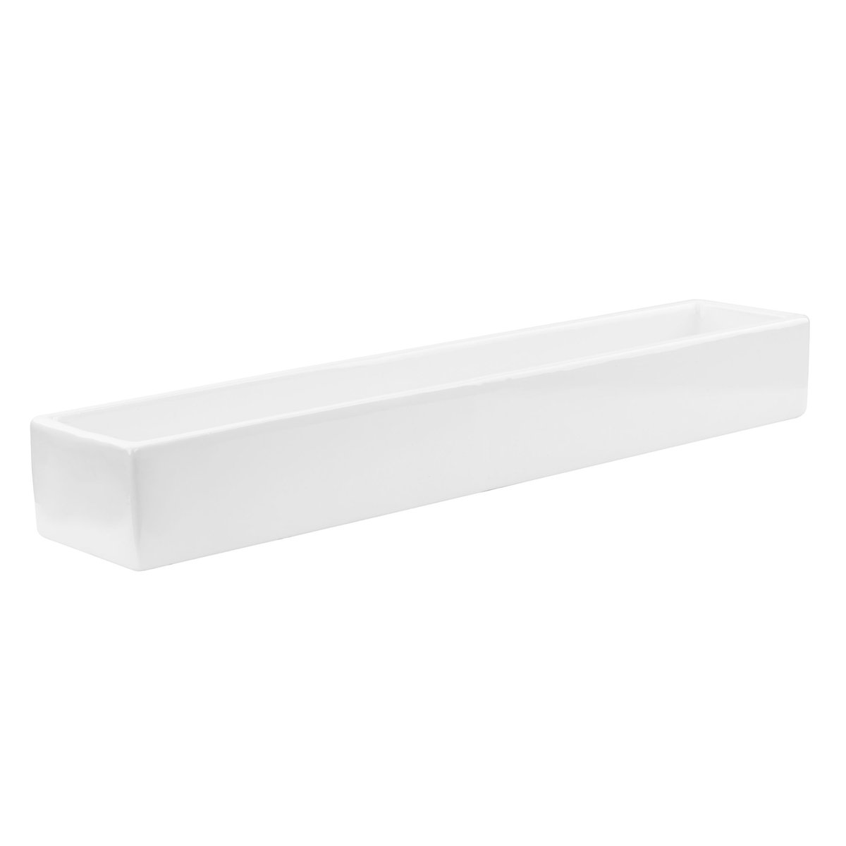 Doniczka Ceramika Biały Połysk Szkliwiona 50X10X6Cm Rynna Kaktusy Sukulenty