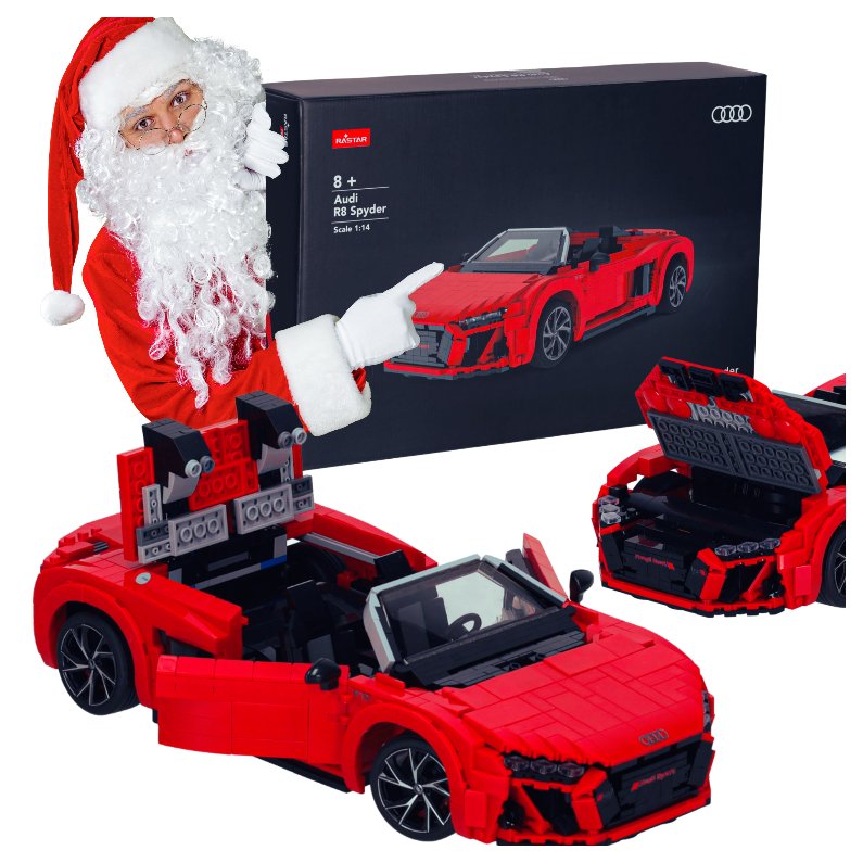 Klocki Samochód Kabriolet Rastar 93800 Audi R8 Spyder 1:14 Klocki 1440 El.