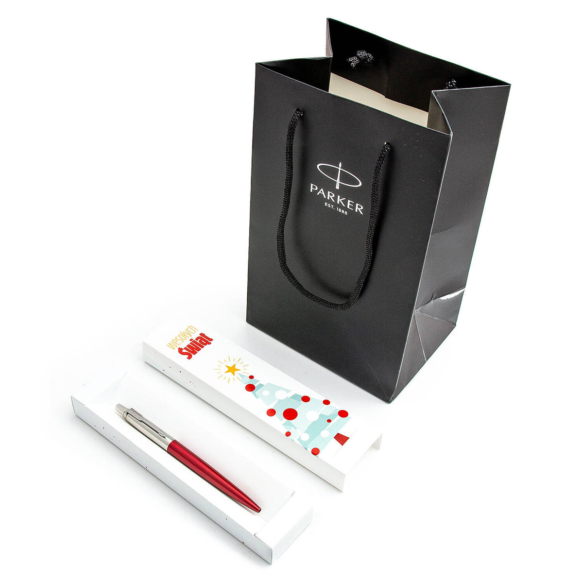 Zestaw Długopis Parker Jotter Red w pudełku z torebką prezentową