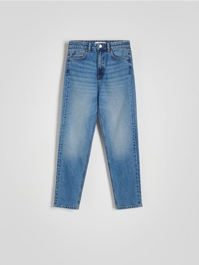 Reserved - Jeansy mom fit slim - niebieski