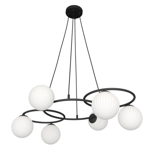 Libra lampa wisząca 6xE27 czarna/opal 1379/6