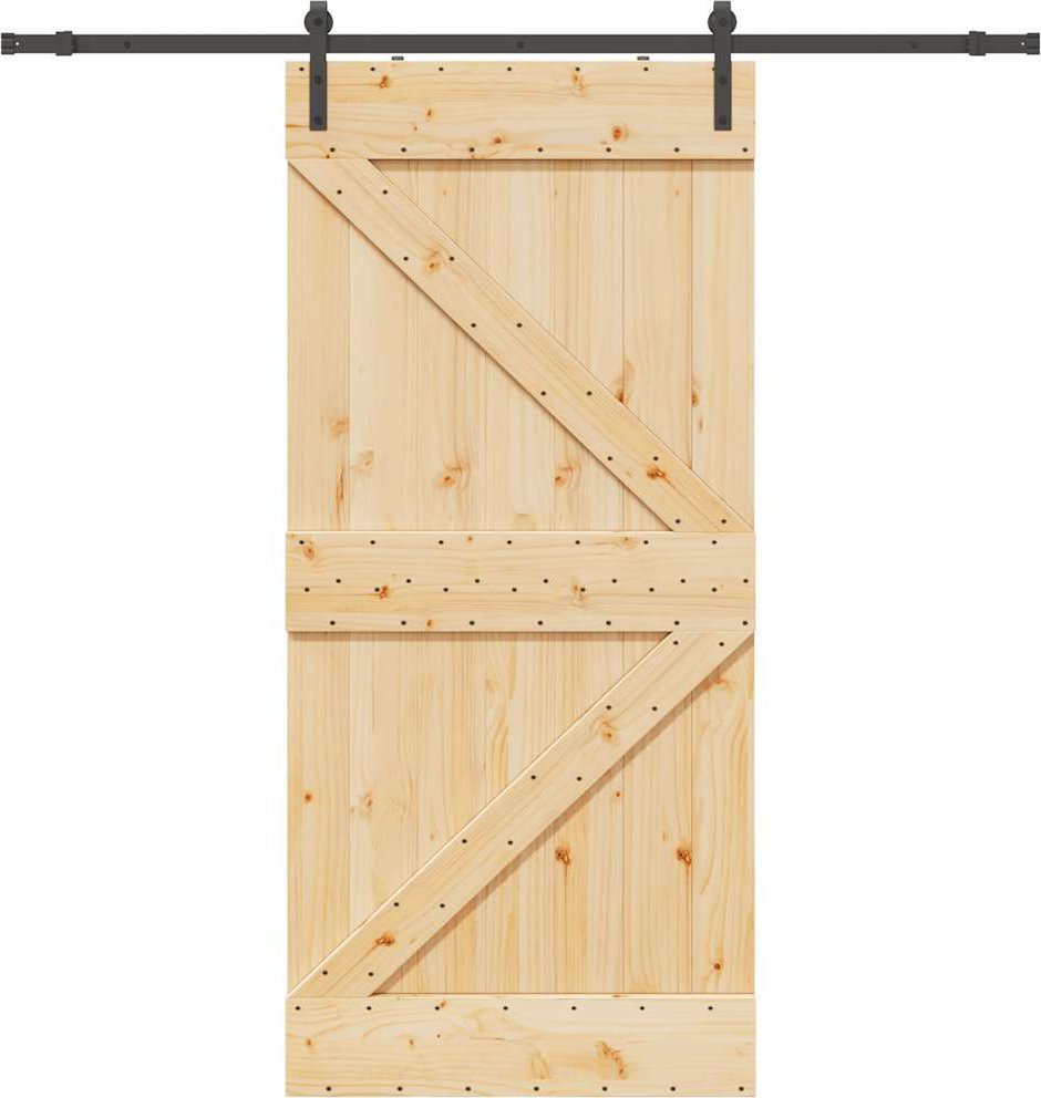 vidaXL vidaXL Drzwi przesuwne z osprzętem, 100x210 cm, lite drewno sosnowe