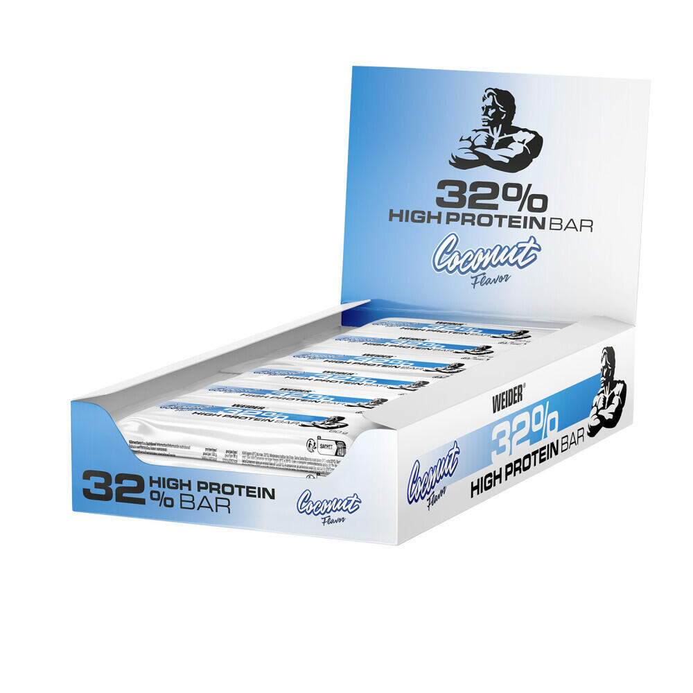 Weider - 32% High Protein Bar, Baton Proteinowy, Coconut, 12 Batonów x 60g