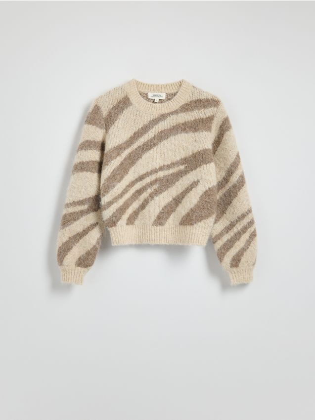 Reserved - Żakardowy sweter ze zwierzęcym wzorem - wielobarwny