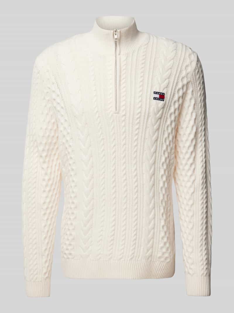 Sweter z dzianiny o kroju regular fit z dodatkiem wełny i ściegiem warkoczowym