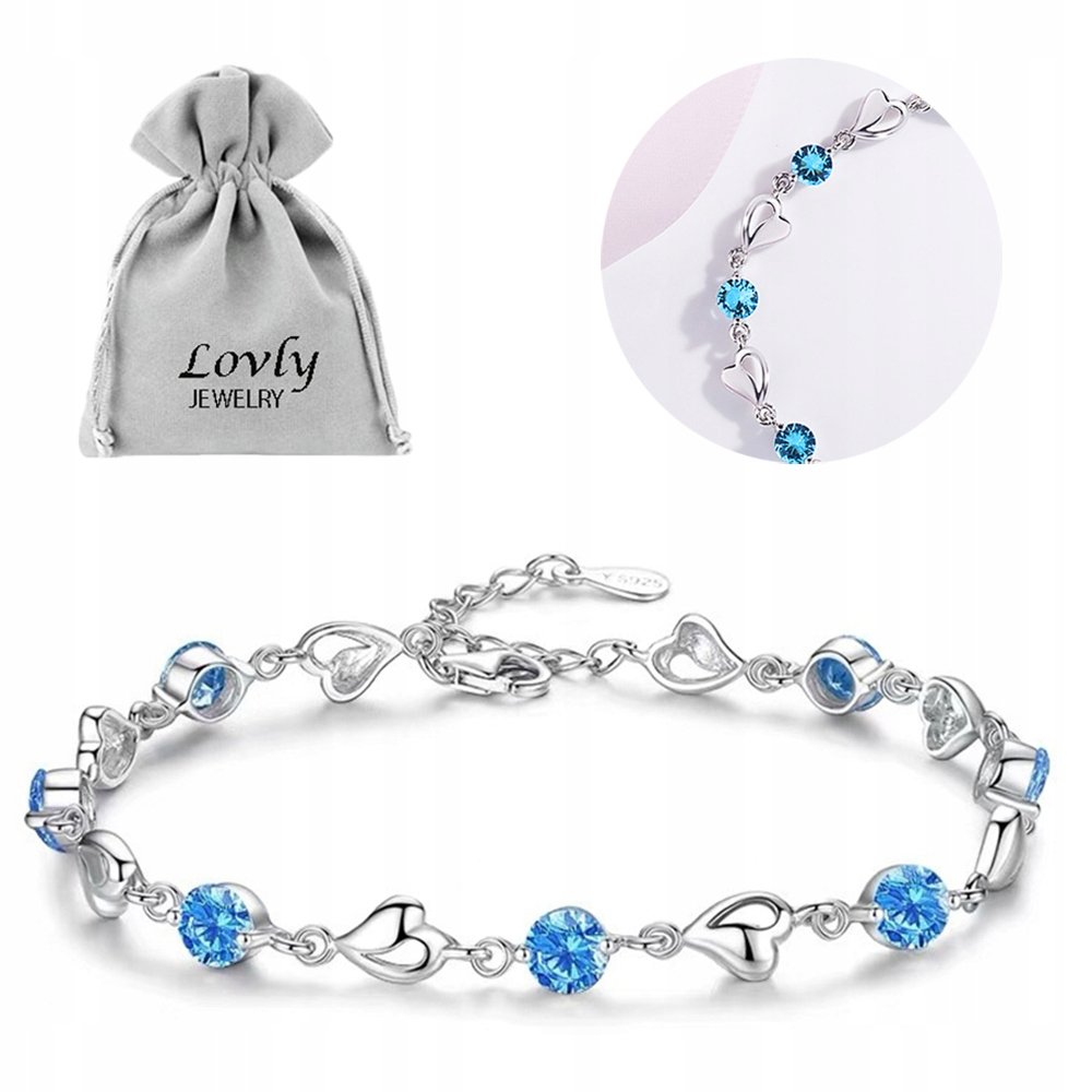 Bransoletka damska cyrkonie niebieska BT36