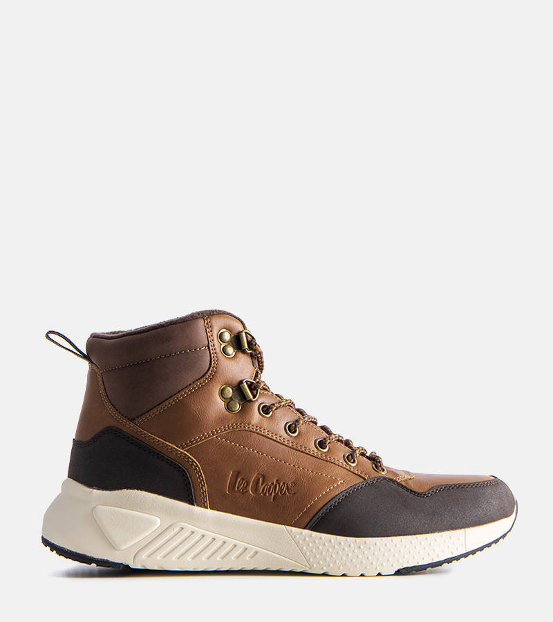 BUTY ZIMOWE LEE COOPER MĘSKIE TRAPERY OCIEPLANE POLAR BRĄZOWE LCJ-22-31-1458M 40