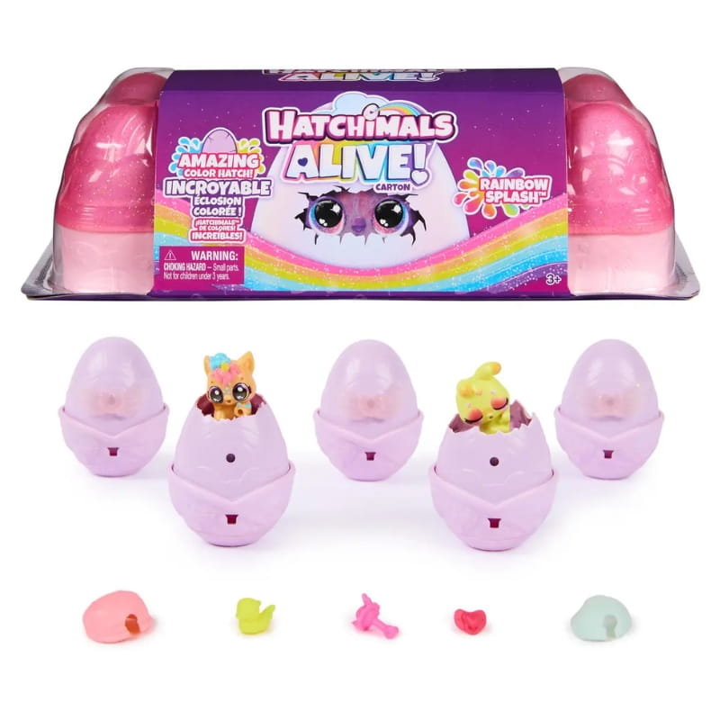 Hatchimals Zestaw Pięciu Jajek Samowykluwających Się + Akcesoria Wersja Tęczowa Rainbow Splash