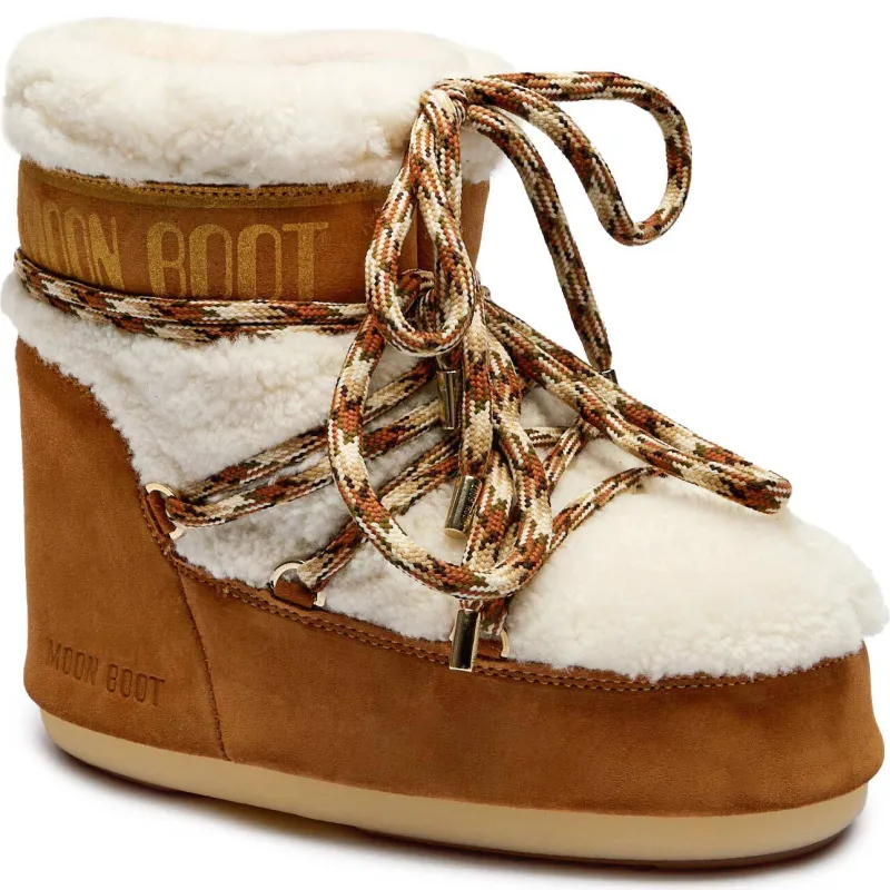 Moon Boot Skórzane śniegowce MB ICON LOW SHEARLING
