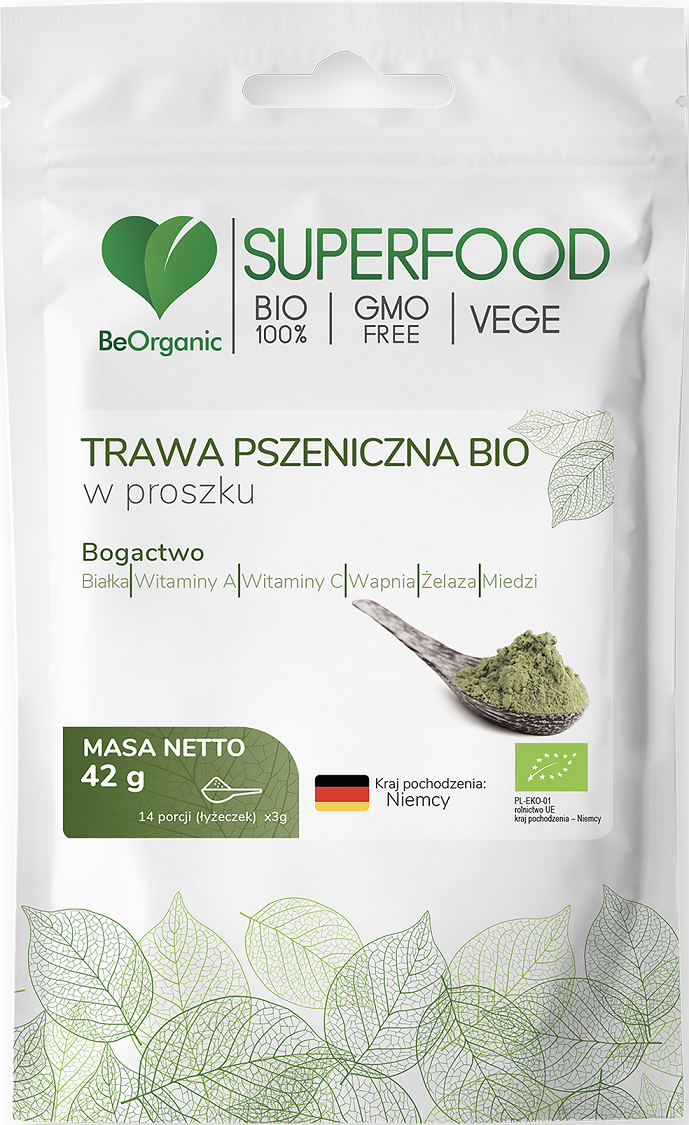BeOrganic Trawa pszeniczna BIO w proszku 42g, Medicaline