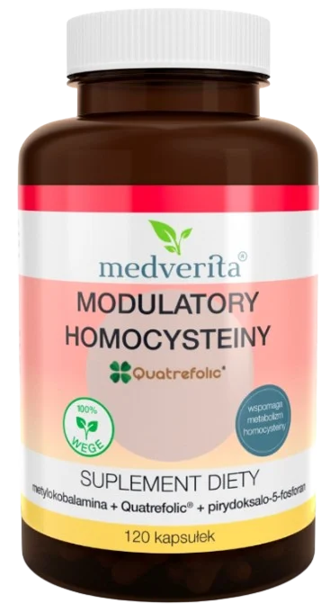 MEDVERITA Witamina B12 (metylokobalamina) + Folian Quatrefolic + P-5-P (B6) 120 kapsułek