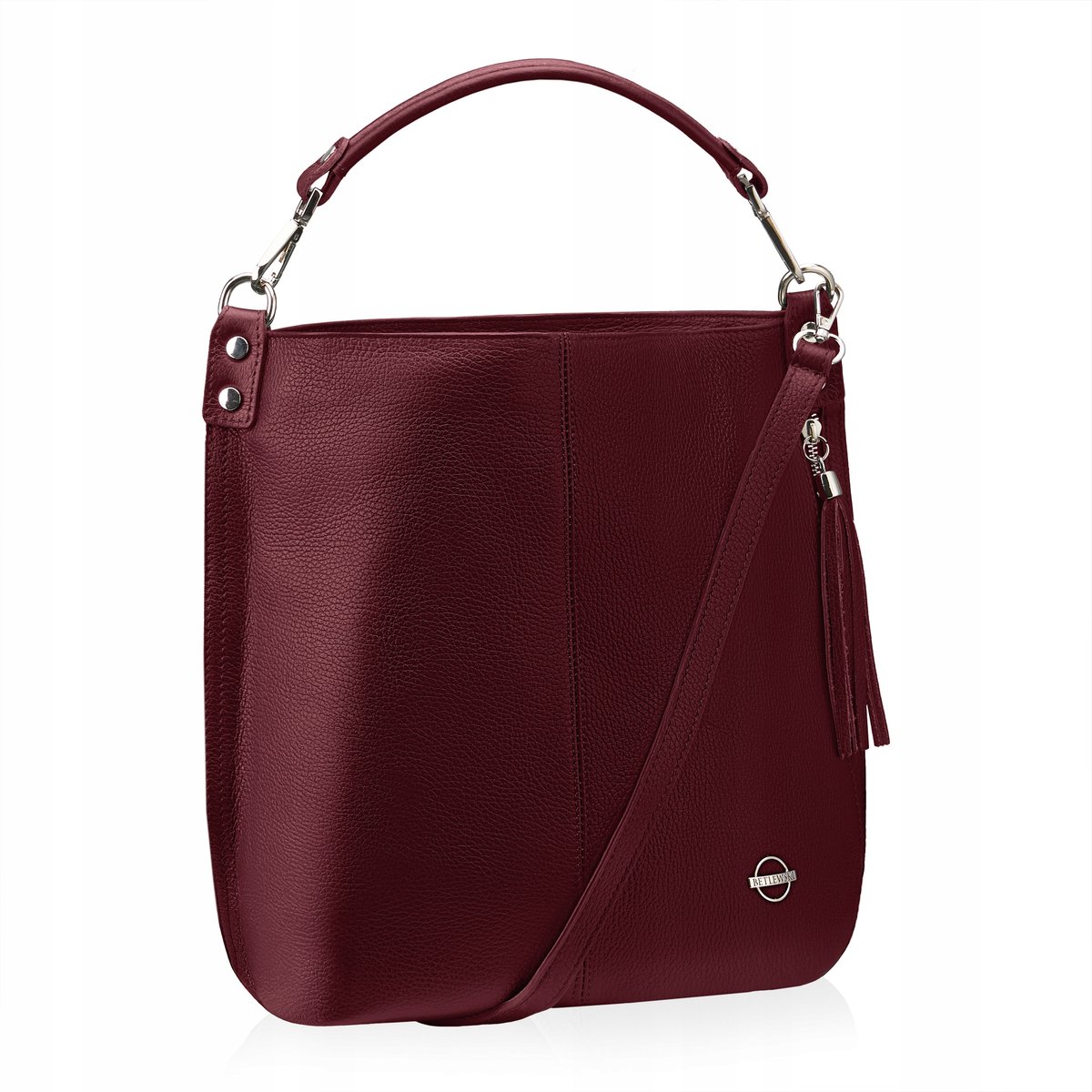 Betlewski Torebka damska ze skóry naturalnej na ramię codzienna suwak