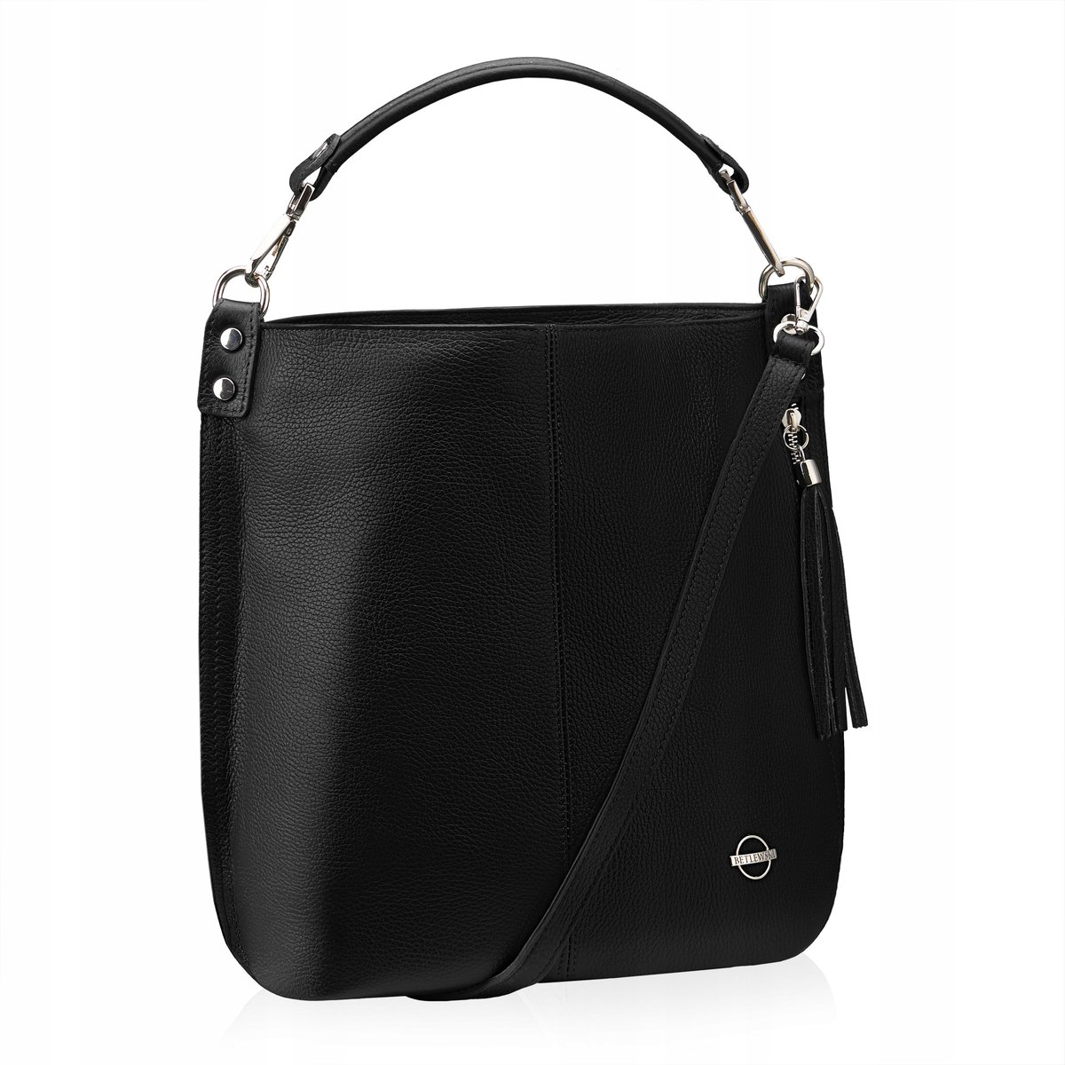 Betlewski Torebka damska ze skóry naturalnej na ramię codzienna suwak