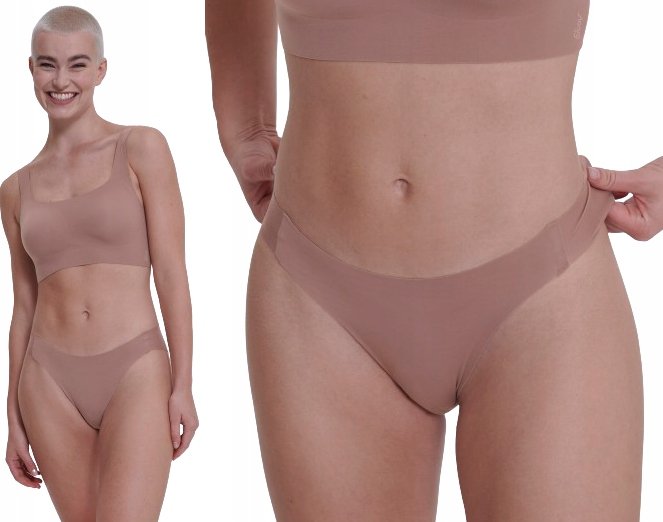 LEKKIE bezszwowe majtki damskie FIGI naturalne Sloggi ZERO Feel HIGH Leg L