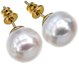 Prawdziwe Duże Perły Białe Eleganckie Kolczyki Złote Srebro