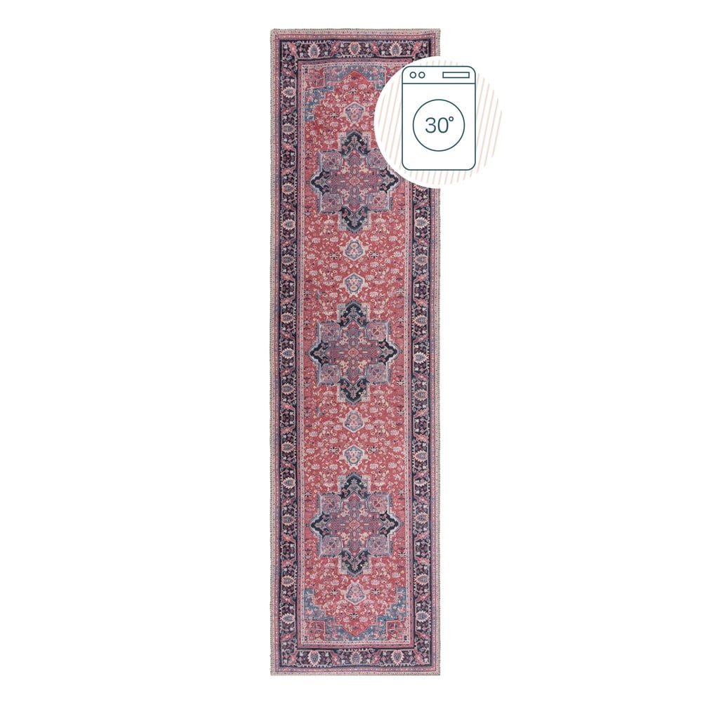 Bordowy chodnik z mieszanki włókien z recyklingu odpowiedni do prania 60x230 cm Windsor – Flair Rugs