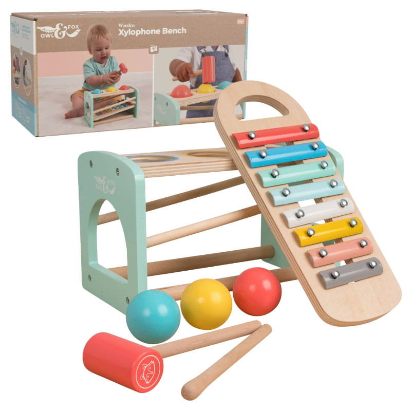 Owl & Fox Drewniany Ksylofon Cymbałki Instrument Dla Dzieci Montessori 12m+