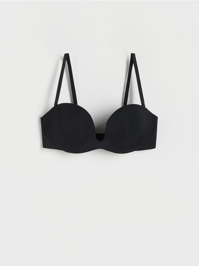 Reserved - Biustonosz balconette push up - czarny
