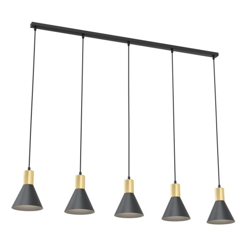 Rosa lampa wisząca 5xE27 czarna/złota 1388/5