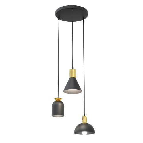 Fox lampa wisząca 3xE27 czarna/złota 1402/3PREM