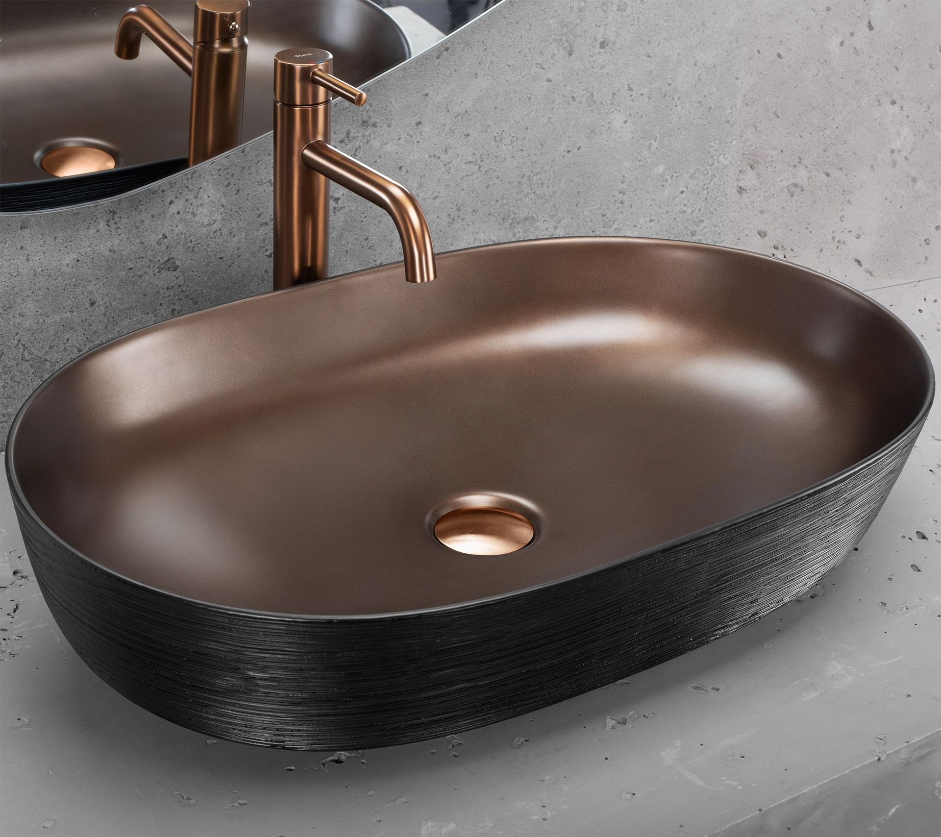Rea Umywalka nablatowa Rea Cleo 61 Copper Bush / Black