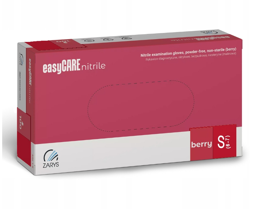 Zarys Easycare Nitrile, rękawice nitrylowe, 100szt., malinowe, rozmiar S