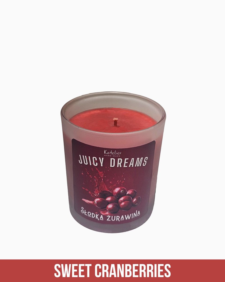 Świeca Sojowa - Juicy Dreams - 140 ml - Zapach Słodka Żurawina