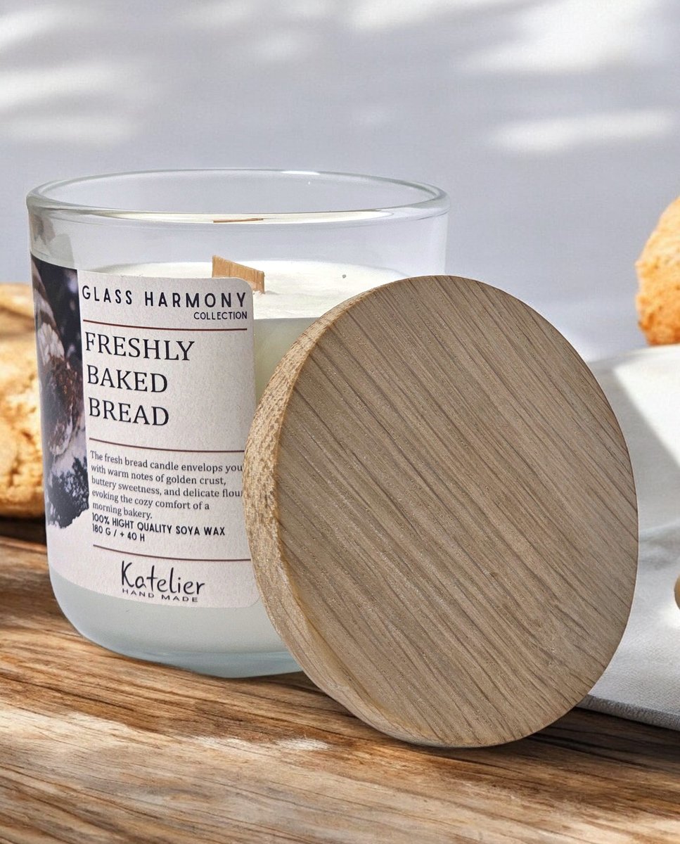 Świeca sojowa - Glass Harmony Collection - 180 ml - Zapach Freshly Baked Bread